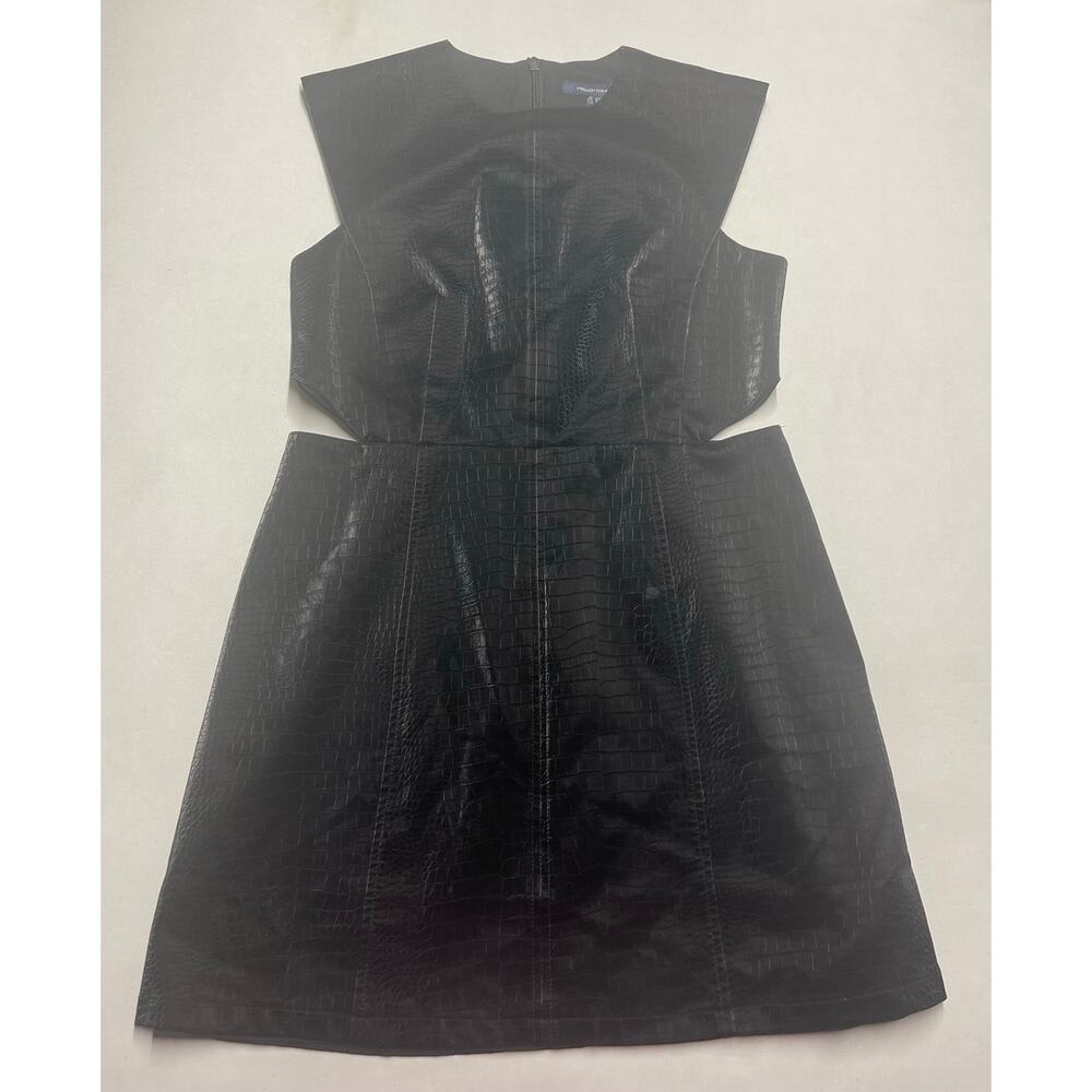 French Connection Croc-Embossed Faux Leather Cut-Out Mini Dress - Size 12